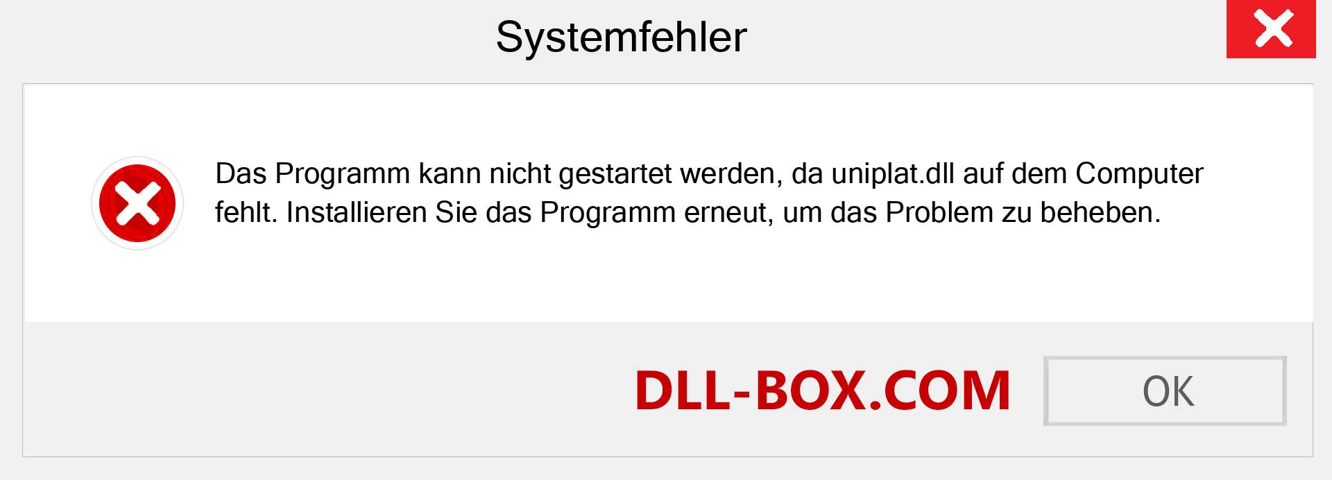 uniplat.dll-Datei fehlt?. Download für Windows 7, 8, 10 - Fix uniplat dll Missing Error unter Windows, Fotos, Bildern