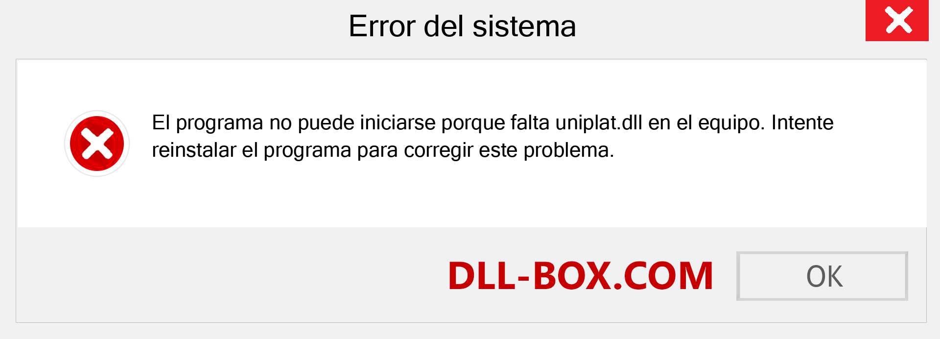 ¿Falta el archivo uniplat.dll ?. Descargar para Windows 7, 8, 10 - Corregir uniplat dll Missing Error en Windows, fotos, imágenes