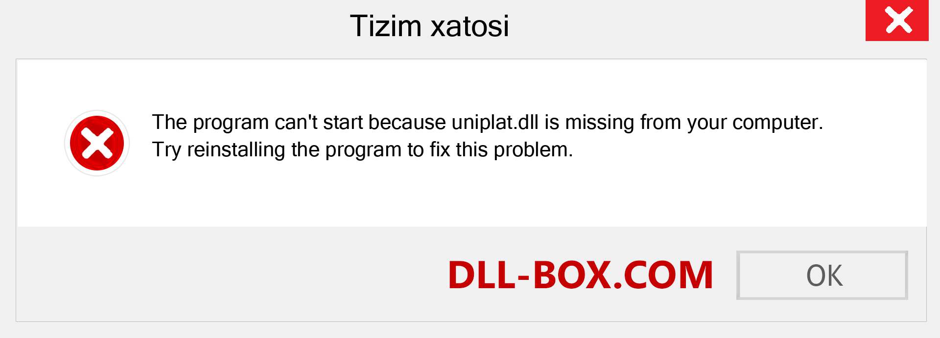 uniplat.dll fayli yo'qolganmi?. Windows 7, 8, 10 uchun yuklab olish - Windowsda uniplat dll etishmayotgan xatoni tuzating, rasmlar, rasmlar